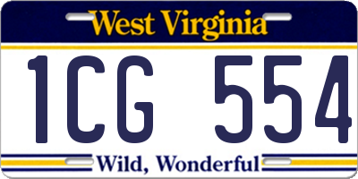 WV license plate 1CG554