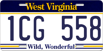 WV license plate 1CG558