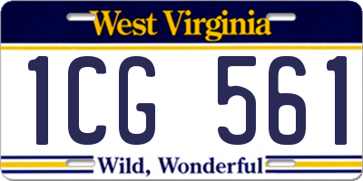 WV license plate 1CG561