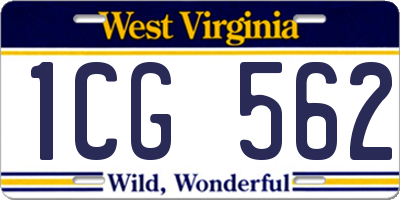 WV license plate 1CG562