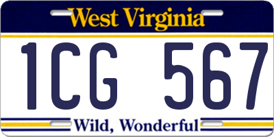 WV license plate 1CG567