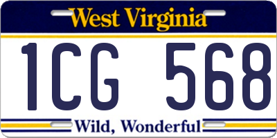 WV license plate 1CG568