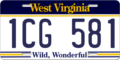 WV license plate 1CG581