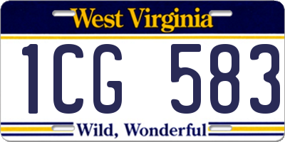 WV license plate 1CG583