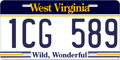WV license plate 1CG589