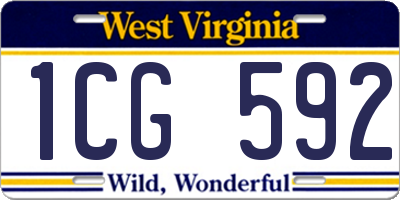 WV license plate 1CG592