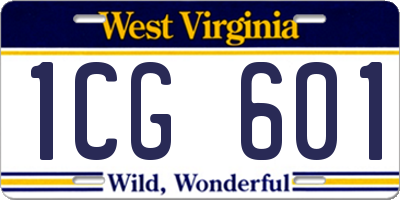 WV license plate 1CG601