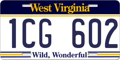WV license plate 1CG602