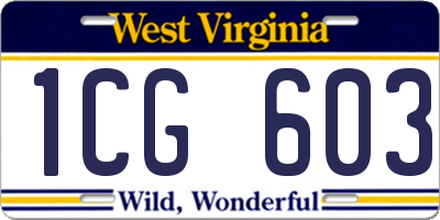 WV license plate 1CG603