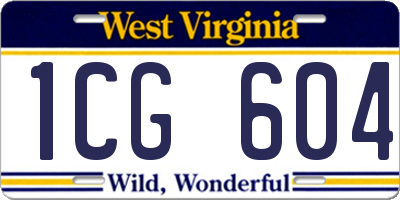 WV license plate 1CG604