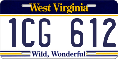 WV license plate 1CG612