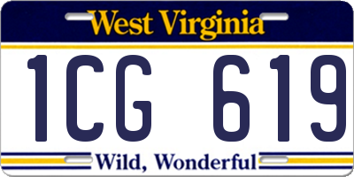WV license plate 1CG619