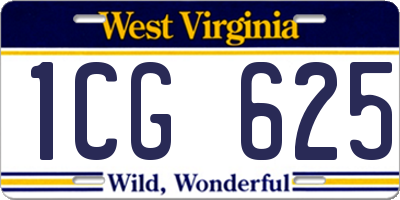 WV license plate 1CG625