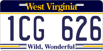 WV license plate 1CG626