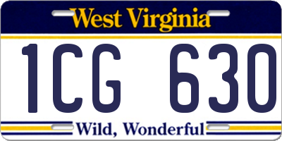 WV license plate 1CG630