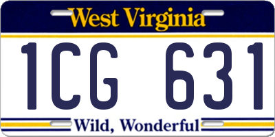 WV license plate 1CG631