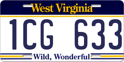 WV license plate 1CG633