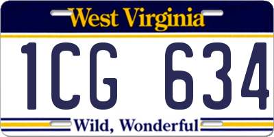 WV license plate 1CG634