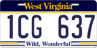 WV license plate 1CG637