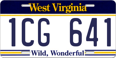 WV license plate 1CG641