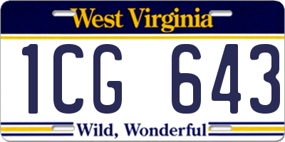 WV license plate 1CG643
