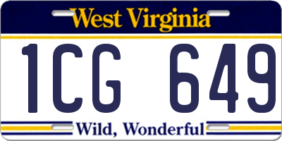 WV license plate 1CG649
