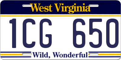 WV license plate 1CG650