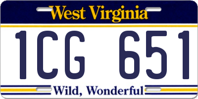 WV license plate 1CG651