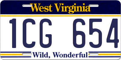 WV license plate 1CG654