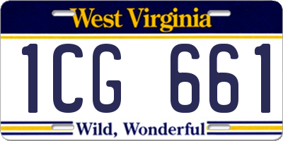 WV license plate 1CG661