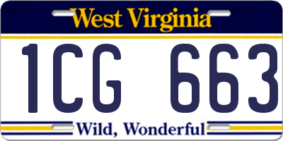WV license plate 1CG663