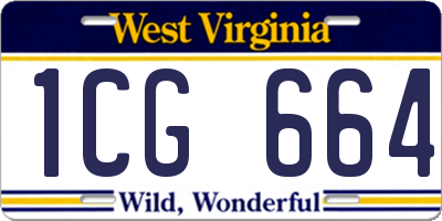 WV license plate 1CG664