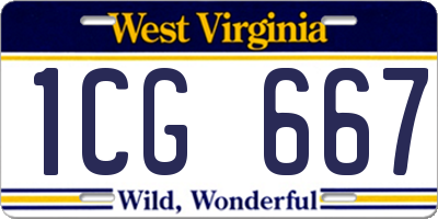 WV license plate 1CG667