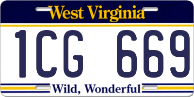 WV license plate 1CG669