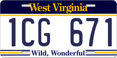 WV license plate 1CG671