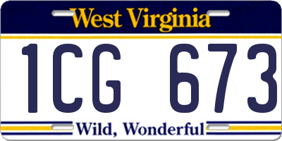 WV license plate 1CG673