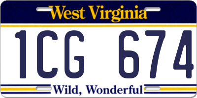 WV license plate 1CG674