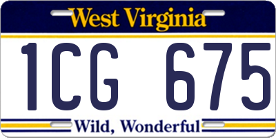 WV license plate 1CG675
