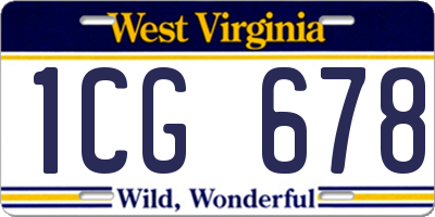 WV license plate 1CG678