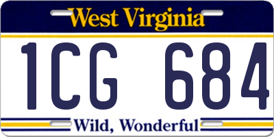 WV license plate 1CG684