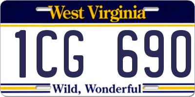 WV license plate 1CG690
