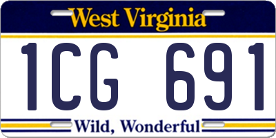 WV license plate 1CG691