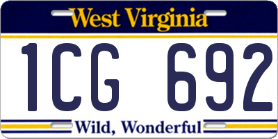 WV license plate 1CG692