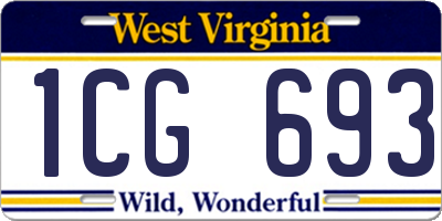 WV license plate 1CG693