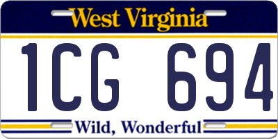 WV license plate 1CG694