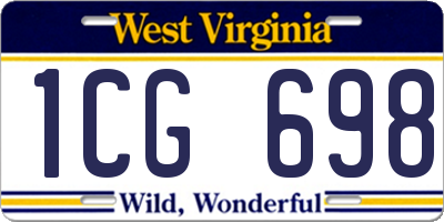 WV license plate 1CG698