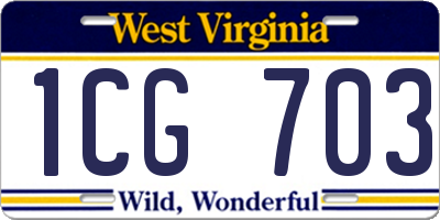 WV license plate 1CG703