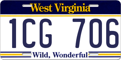 WV license plate 1CG706