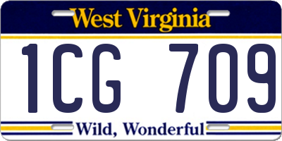 WV license plate 1CG709