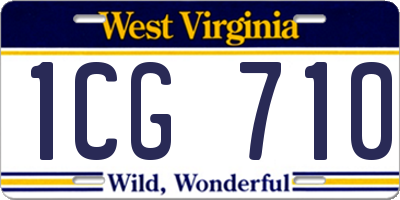WV license plate 1CG710